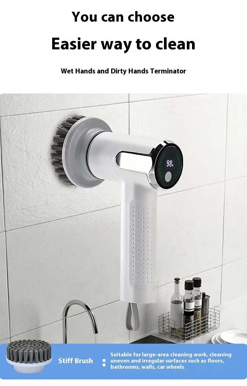 Smart Electric Cleaning Brush – Wireless Waterproof & Rechargeable Scrubber for Kitchen & Bathroom