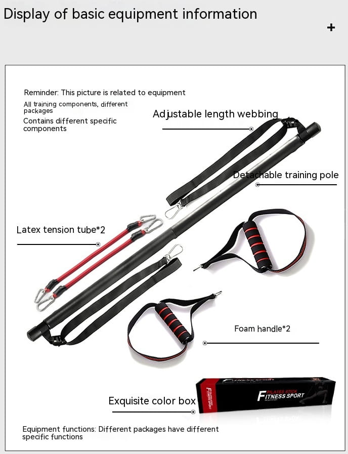 Portable Pilates Bar Kit with Resistance Bands for Full Body