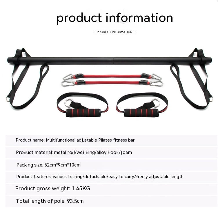 Portable Pilates Bar Kit with Resistance Bands for Full Body