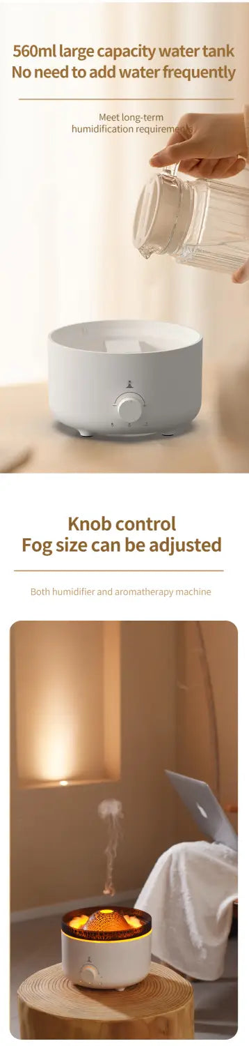Mute Of New Small Simulated Flame Volcano Humidifier Flame Humidifier Volcano Diffuser Home Decorations