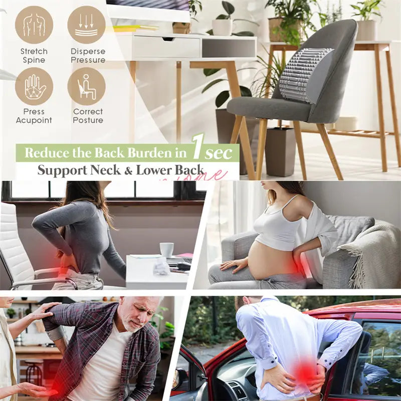 Back Stretcher Pillow Neck Lumbar Support Massager For Neck Waist Back Sciatica Herniated Disc Pain Relief Massage