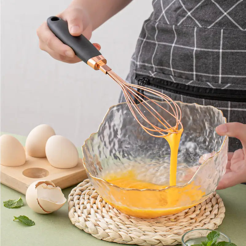 7-Piece Rose Gold Kitchen Tool Set – Stainless Steel Utensils with Elegant Countertop Rack