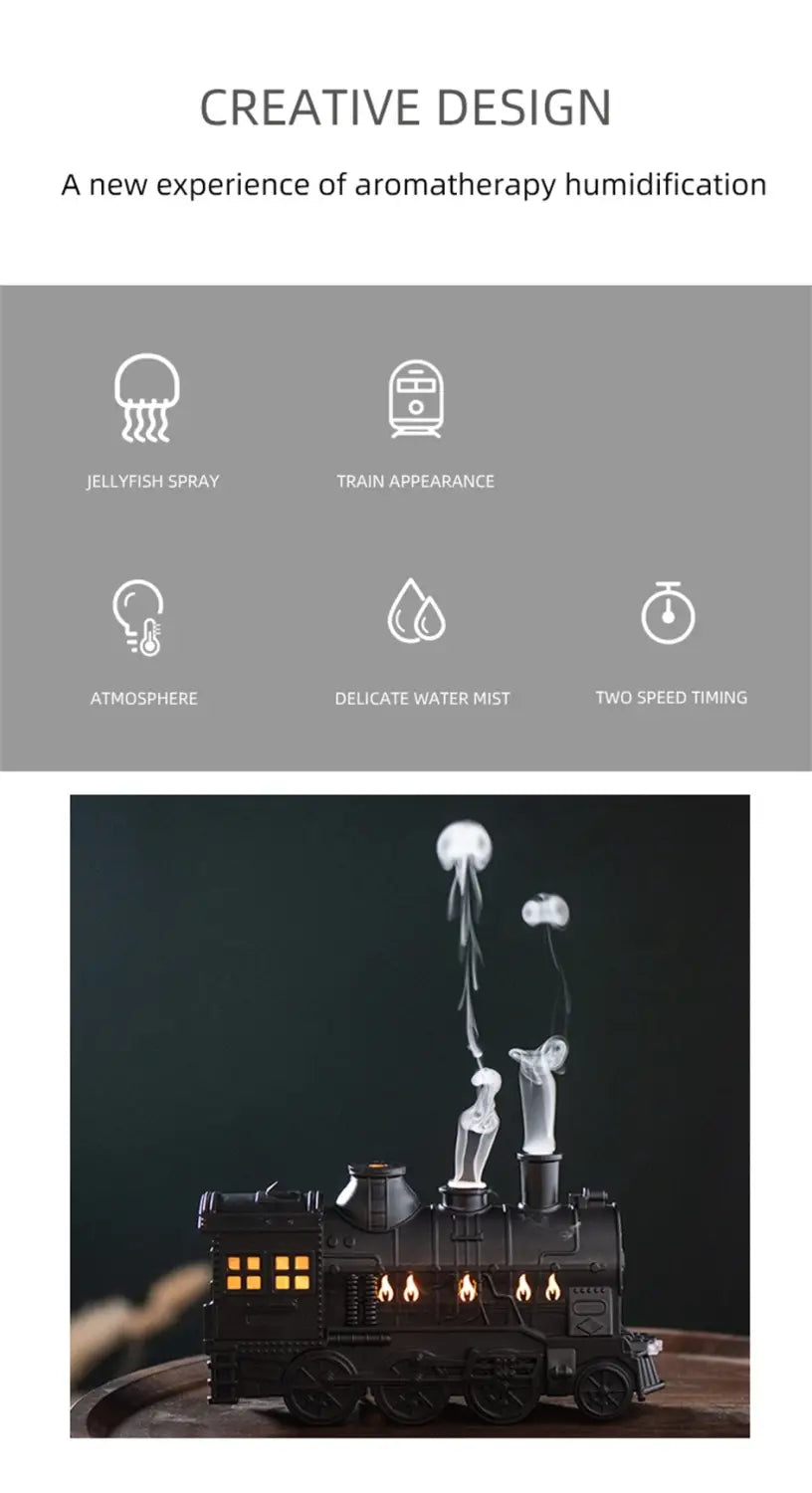 Train Shape Diffuser – Double Spray Ultrasonic Humidifier with LED