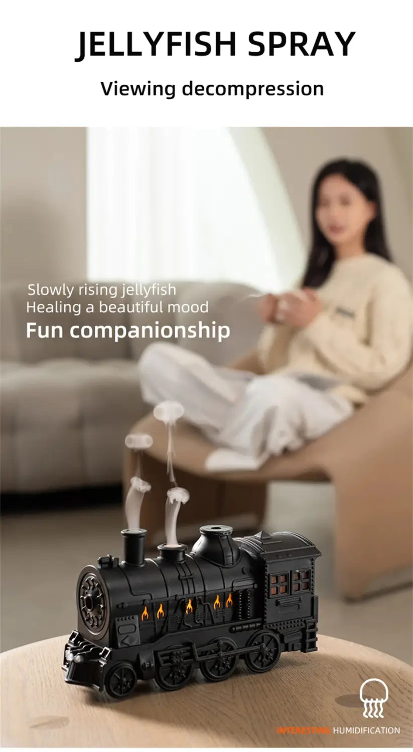 Train Shape Diffuser – Double Spray Ultrasonic Humidifier with LED