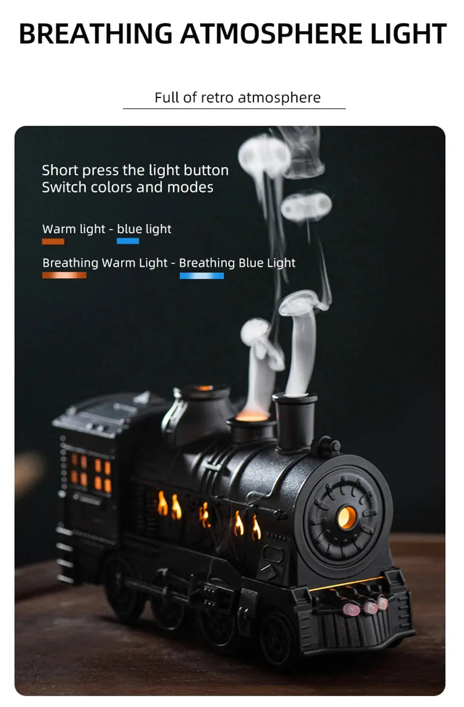 Train Shape Diffuser – Double Spray Ultrasonic Humidifier with LED