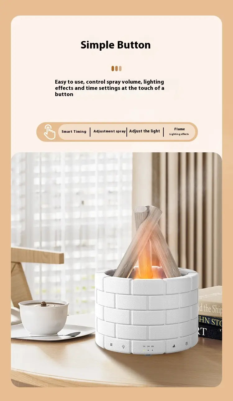 Flame Effect Aroma Diffuser – Touch-Controlled Bedroom Humidifier