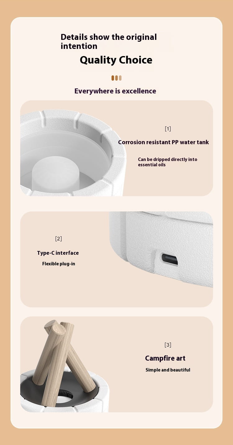 Flame Effect Aroma Diffuser – Touch-Controlled Bedroom Humidifier