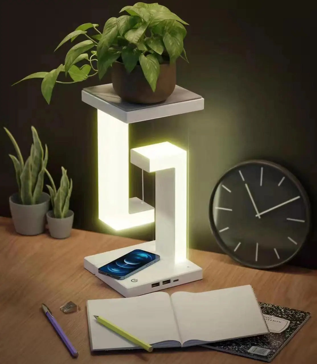 Floating Wireless Charging LED Desk Lamp – Touch Control