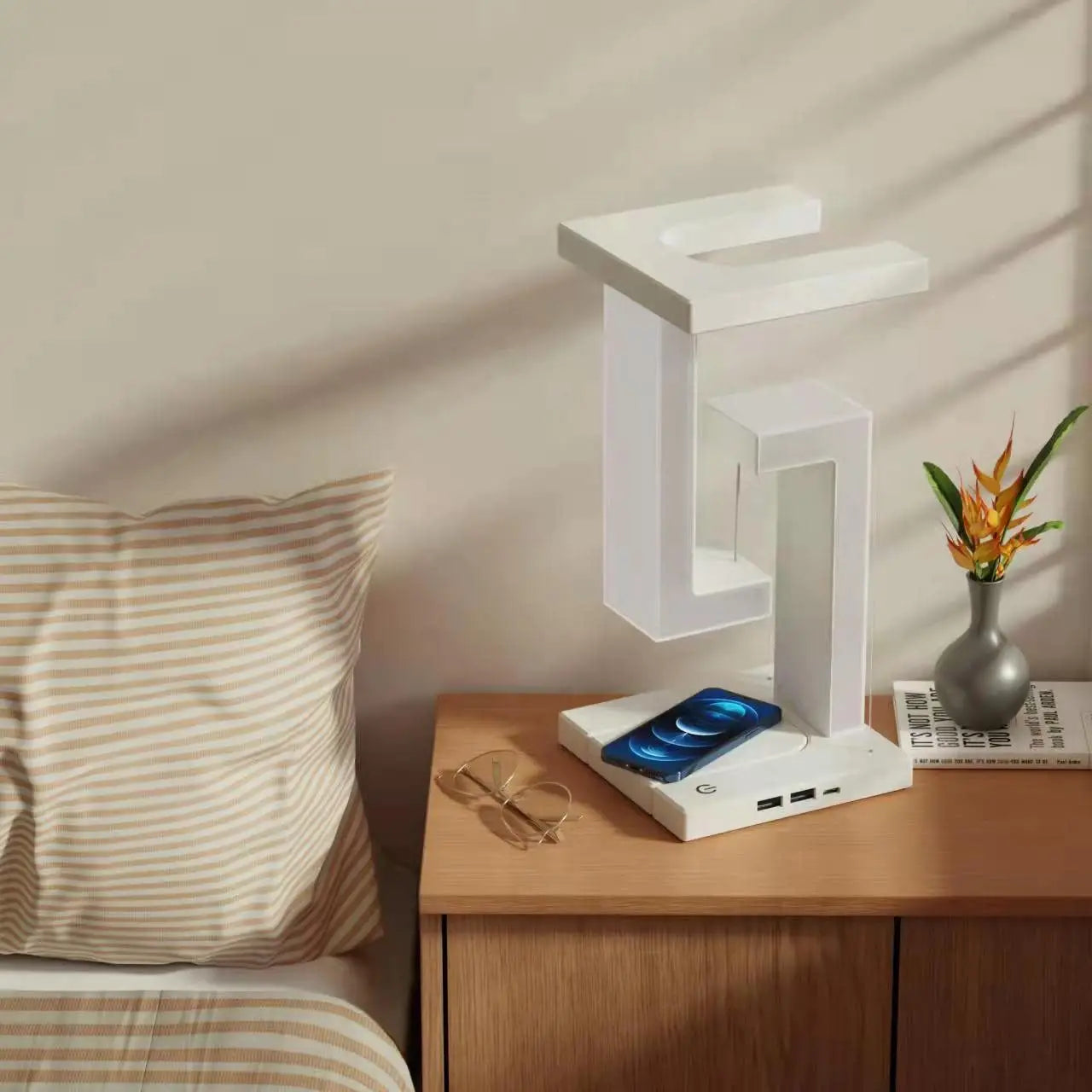 Floating Wireless Charging LED Desk Lamp – Touch Control