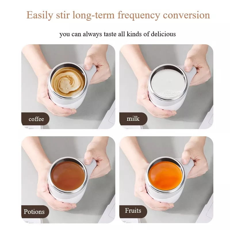 Rechargeable Magnetic Self-Stirring Mug – 400ml Electric Coffee & Milk Mixer Cup for Home & Office