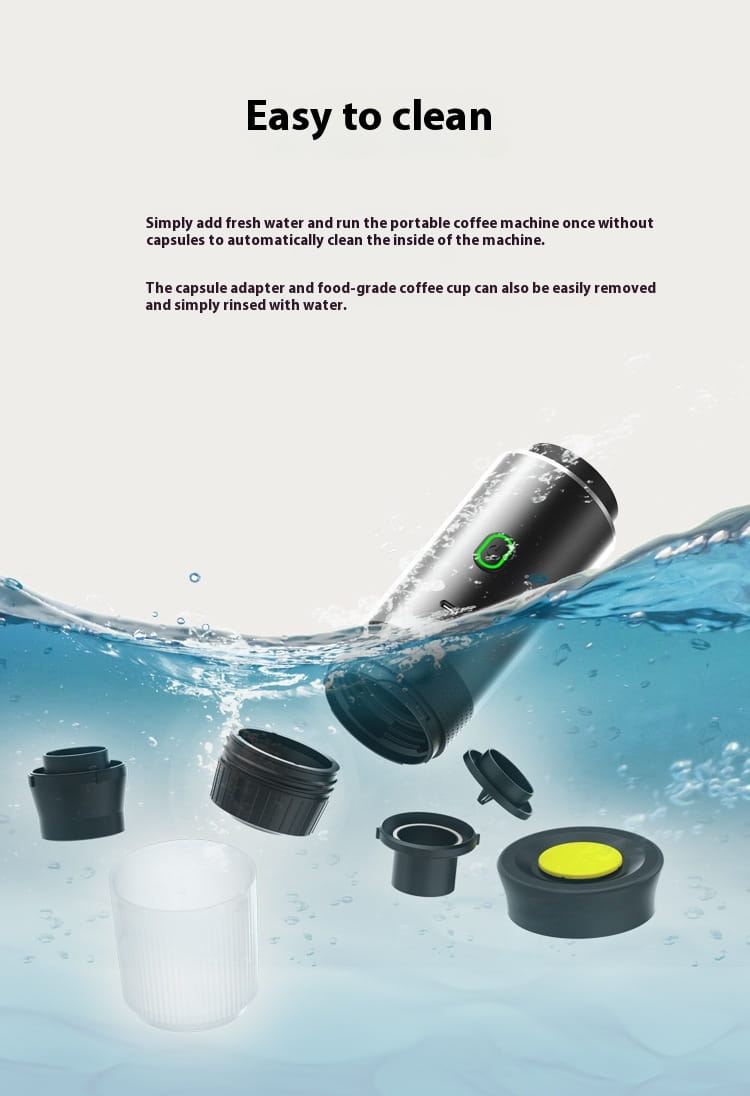 3-in-1 Portable Electric Espresso Maker – Travel Coffee Machine for Ground Large & Small Capsule with USB Charging