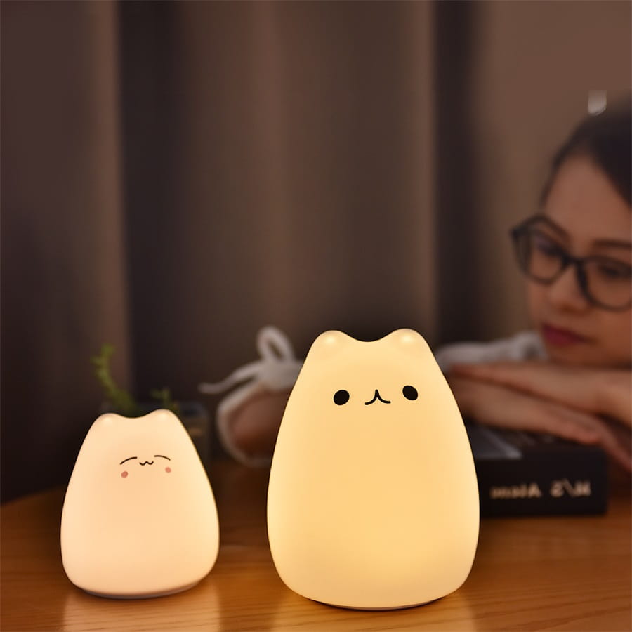 Cute Cat Silicone Night Light – Color Changing Lamp