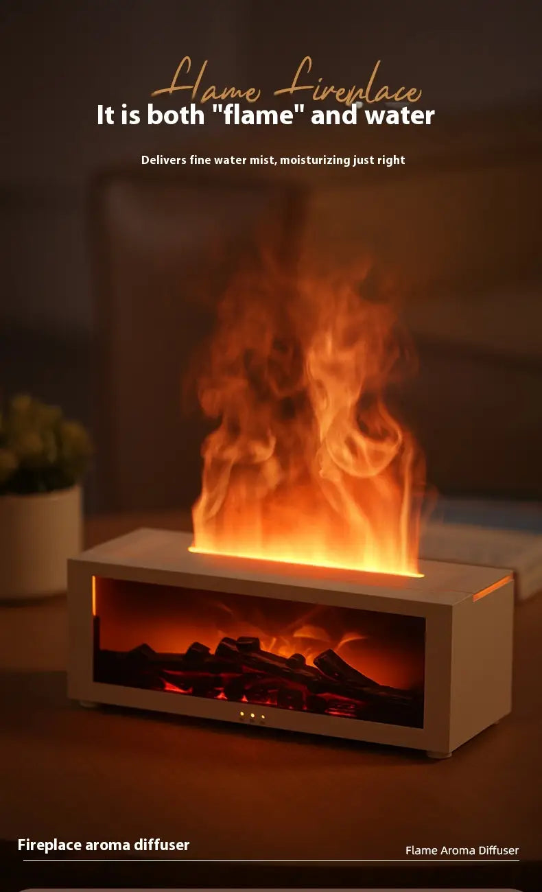 Flame Essential Oil Diffuser – 3D Fireplace Humidifier 150ML