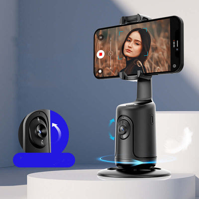 Smart AI face tracking tripod offering smooth 360° rotation for perfect video framing.