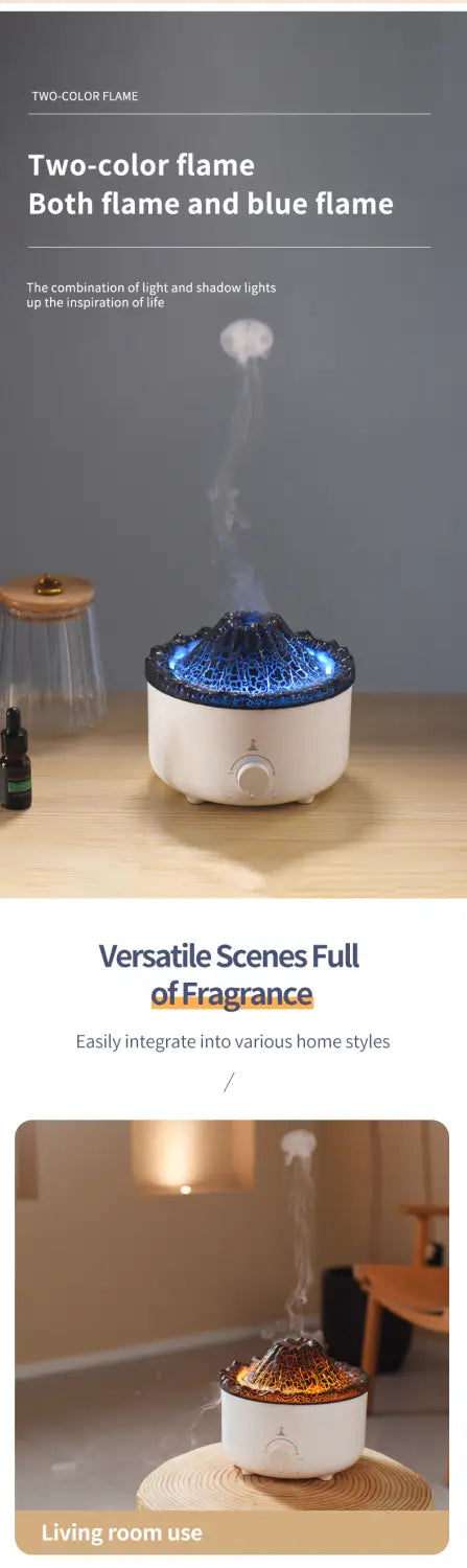 Mute Of New Small Simulated Flame Volcano Humidifier Flame Humidifier Volcano Diffuser Home Decorations