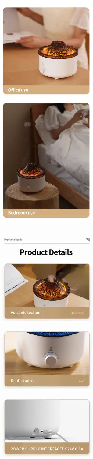 Mute Of New Small Simulated Flame Volcano Humidifier Flame Humidifier Volcano Diffuser Home Decorations