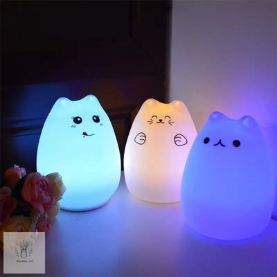 Cute Cat Silicone Night Light – Color Changing Lamp - Kitcihin Art