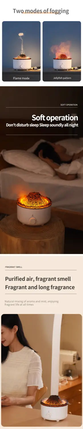 Mute Of New Small Simulated Flame Volcano Humidifier Flame Humidifier Volcano Diffuser Home Decorations