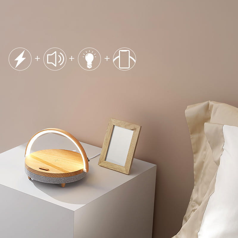 Wireless Charging LED Lamp with Bluetooth Speaker