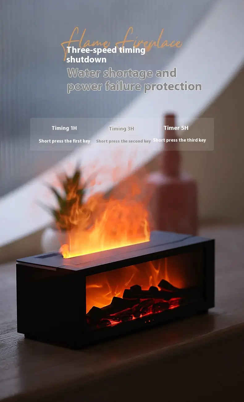 Flame Essential Oil Diffuser – 3D Fireplace Humidifier 150ML
