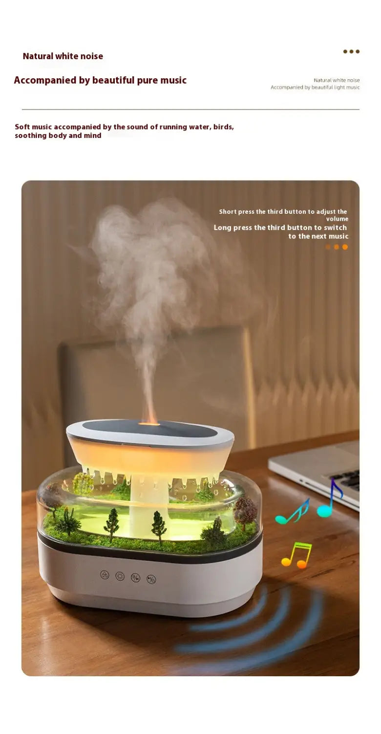 Micro Landscape Aroma Diffuser – Quiet Raindrop Humidifier (White)