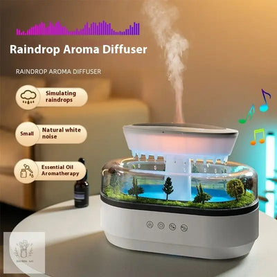 Micro Landscape Aroma Diffuser – Quiet Raindrop Humidifier (White) - Kitcihin Art